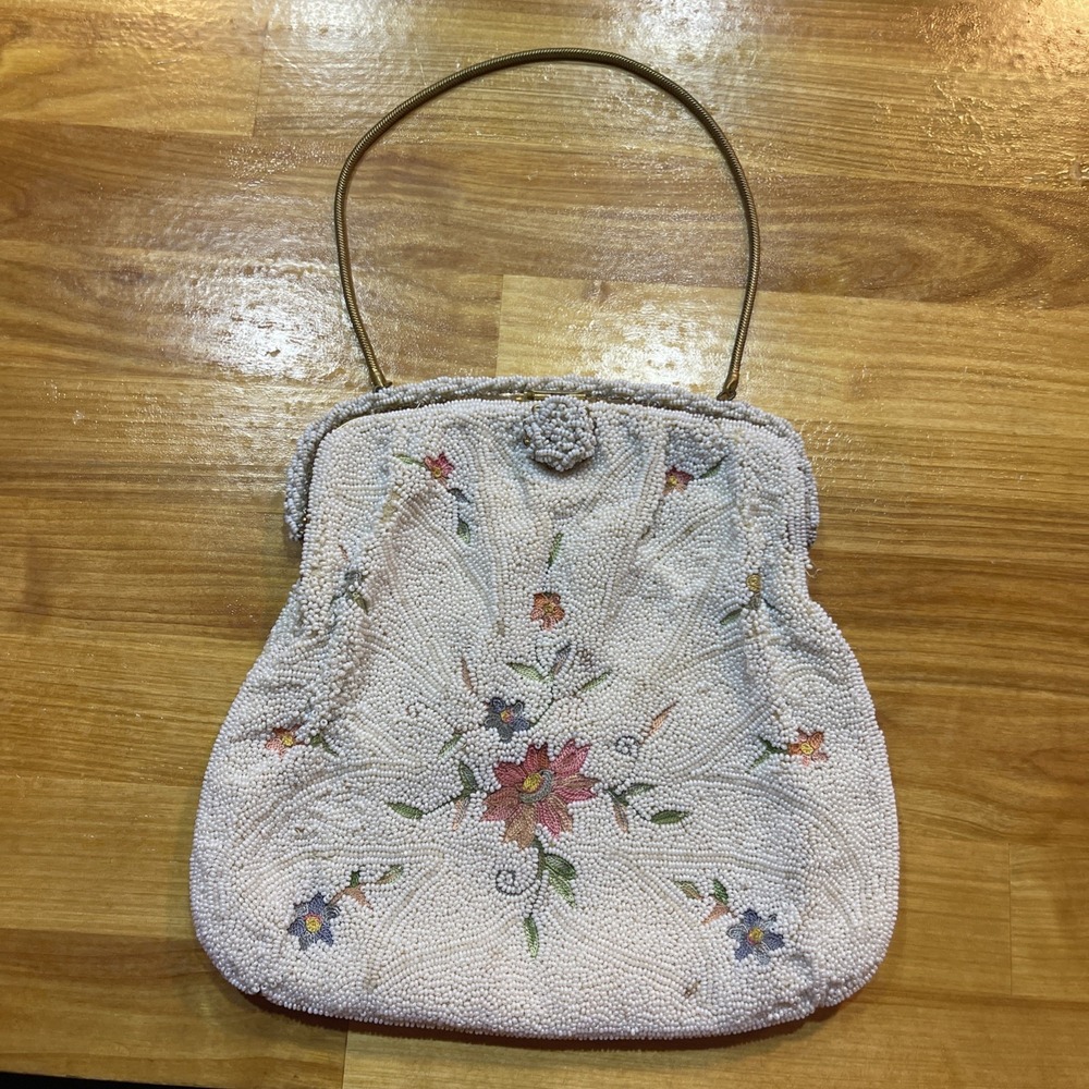 VINTAGE FRENCH BEADED‎ EVENING HANDBAG 1950'S